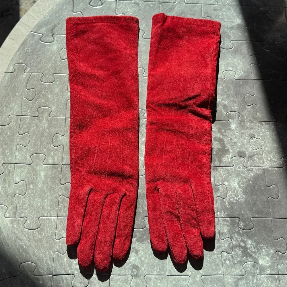 Van Raalte Gloves Suede Genuine Leather Fold Long Glove‎